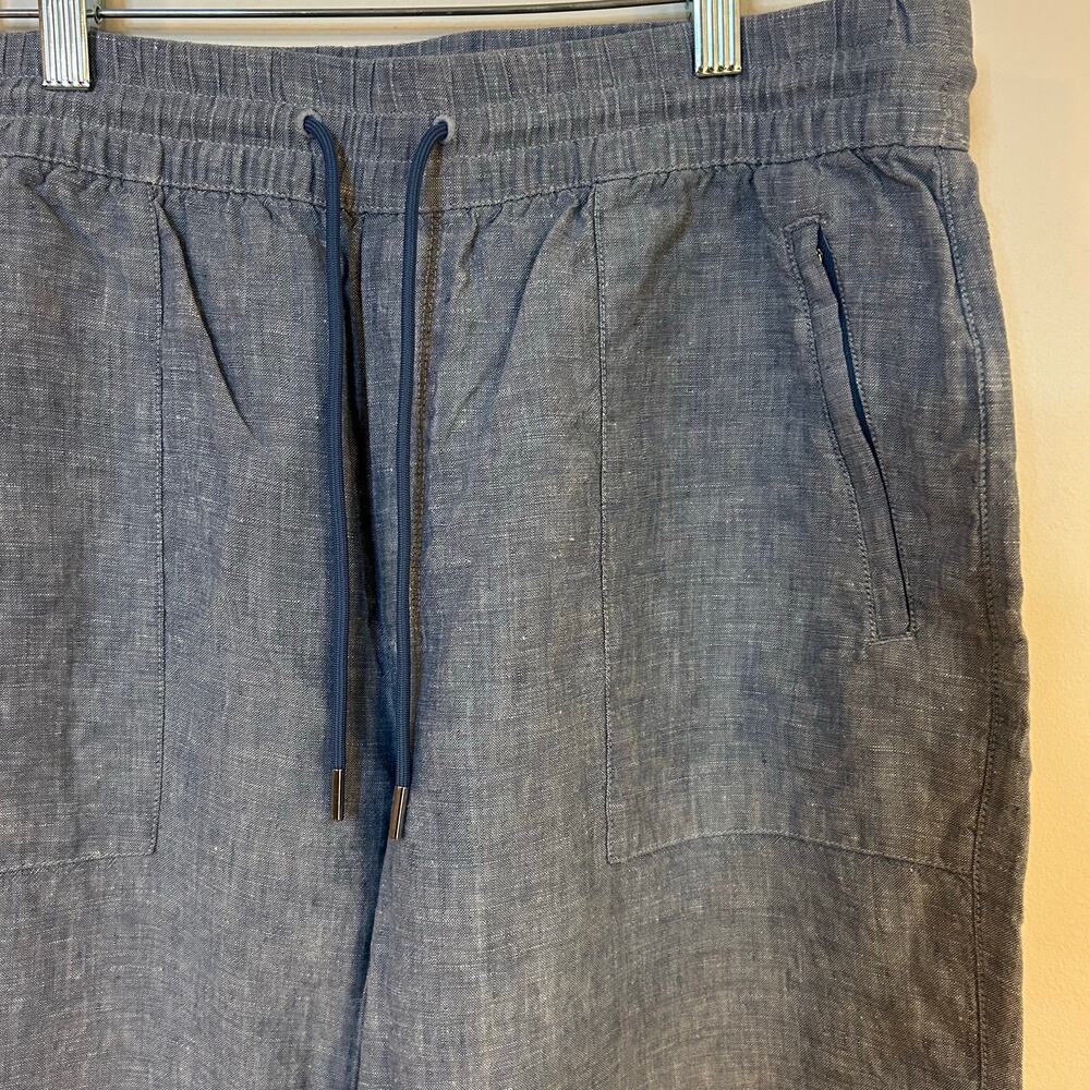 ATHLETA Sz 12 -2 PAIR!- Chambray & White High Rise Retreat Linen Capri Wide Leg - Picture 4 of 16